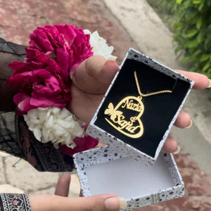 Butterfly Couple Heart Name  Necklace