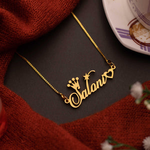 Crown And Heart Style Name Necklace