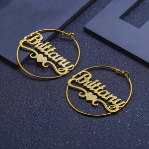 Customize Name Earrings with Heart Design