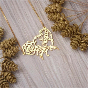 Customised Name Necklace Rose And Heart